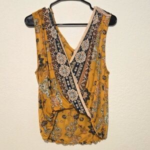 Free People Havana Golden Yellow Floral Print top